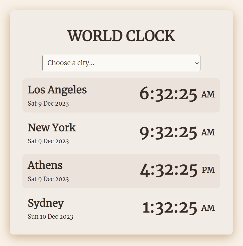 World clock project preview